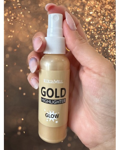 Spray GOLD HIGHLIGHTER GLOW Fixateur de Maquillage 50ml - Leticia Well