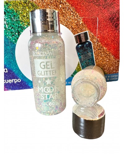 Gel Glitter "MOON STAR" Visage et Corps 60g - n°55 Blanc Reflets - Leticia Well