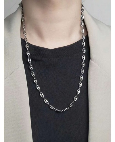 Collier Grain de Café en Acier Inoxydable - Argent