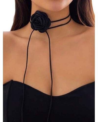 Collier Ras de Cou Fleur Rose Noire