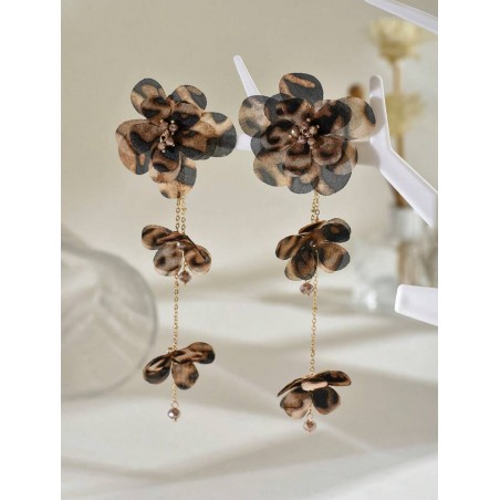 Boucles D'oreilles Goutte En Agate Léopard – 357,00 Cts – Acier Inoxydable Et Collier 19 Po – Neuf Sans Emballage