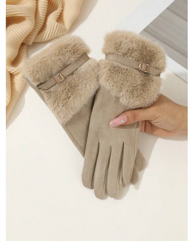 Gants Chauds et Doux en Fausse Fourrure - Beige