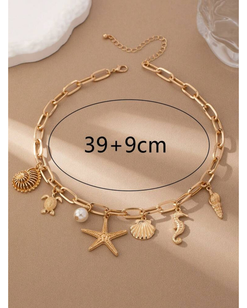Collier Pendentif Givré/Transparent Avec Perles - Longueur 24 Pouces (61 Cm) - Occasion