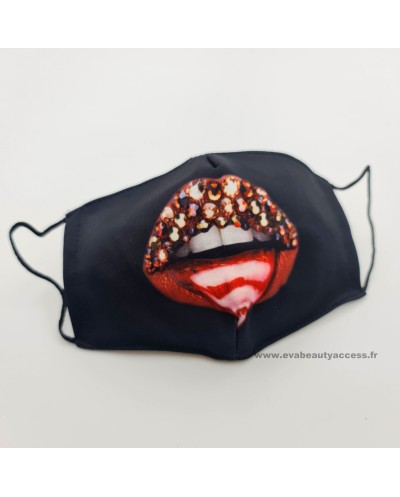 Masque en Tissu Lavable - Bouche Rouge