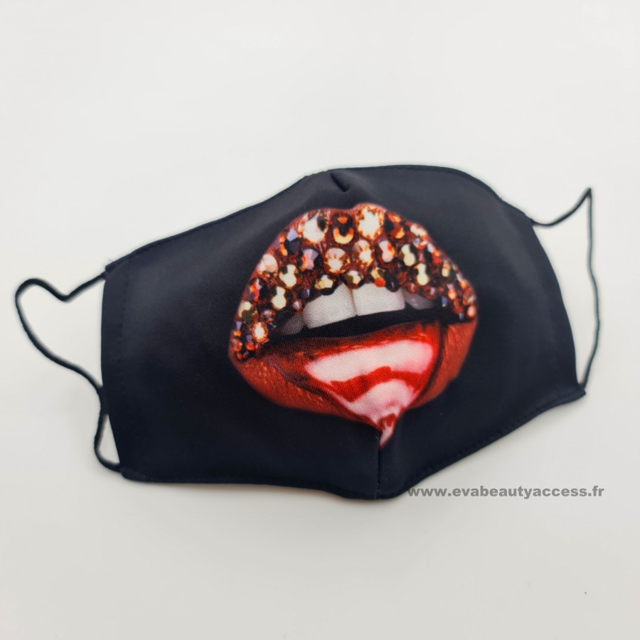 Masque en Tissu Lavable - Bouche Rouge
