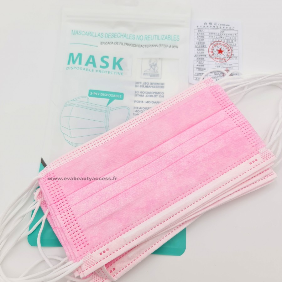 Lot de 10 Masques Chirurgicaux - Rose