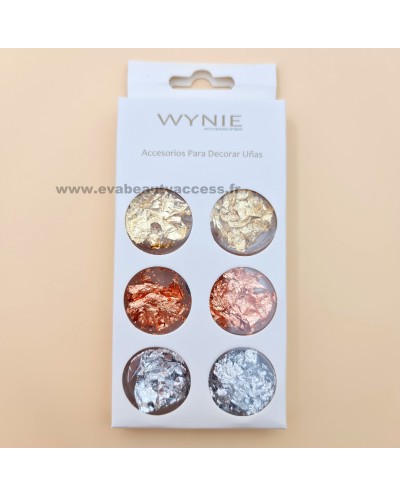 Boîte de 6 Décorations Ongle 'Feuille Aluminium' - WYNIE