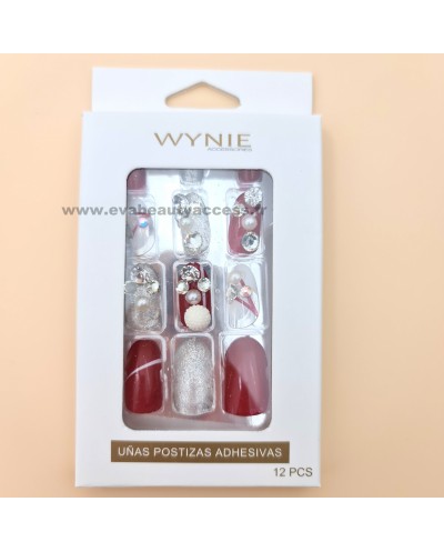 Faux Ongles Fantaisie Deco 3D Strass - ROUGE - WYNIE