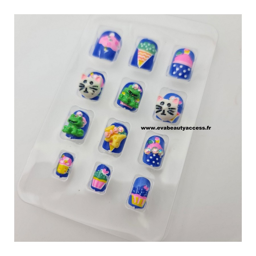 24 Faux Ongles Autocollants Licorne Arc-en-ciel Pour Enfants - Neuf
