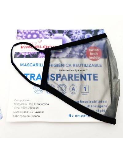 Masque Transparent Réutilisable - Noir - HEIQ VIROBLOK